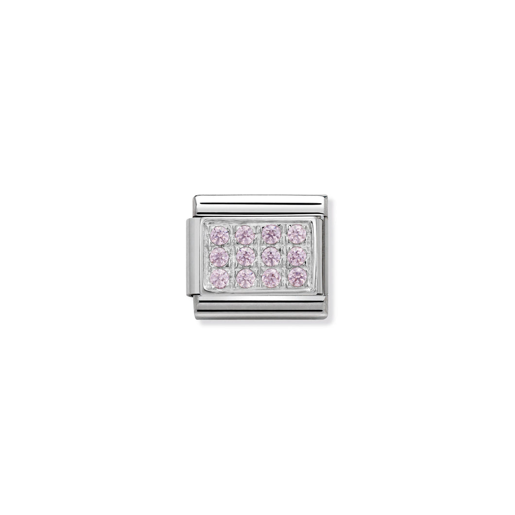 COMPOSABLE CLASSIC LINK 330307/06 PAVÉ WITH PINK CZ IN 925 SILVER