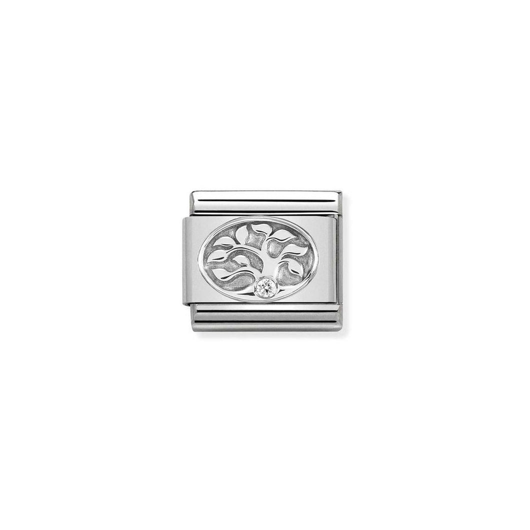 COMPOSABLE CLASSIC LINK 330311/10 TREE OF LIFE WITH WHITE CZ IN 925 SILVER