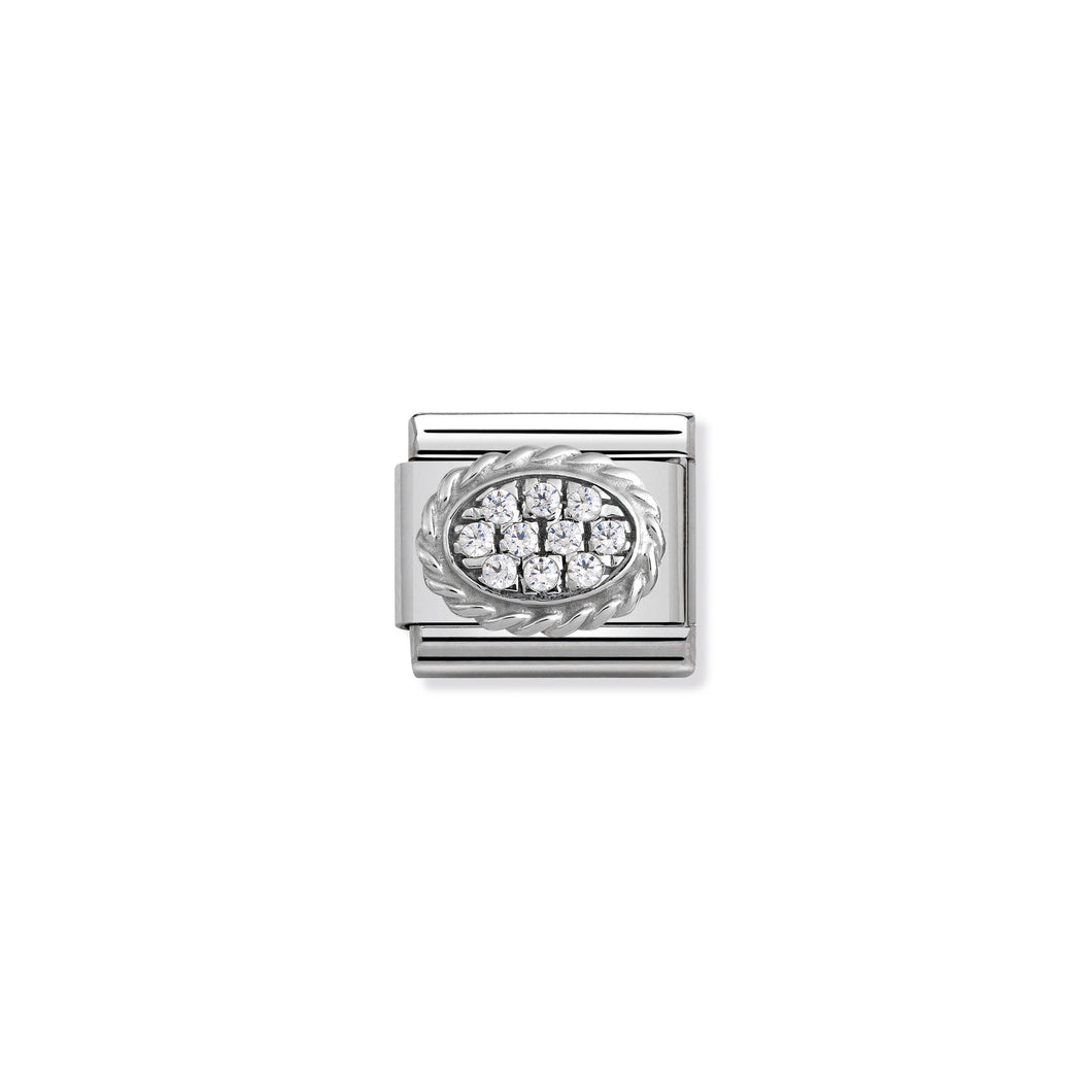 COMPOSABLE CLASSIC LINK 330316/03 OVAL WITH WHITE CZ IN 925 SILVER
