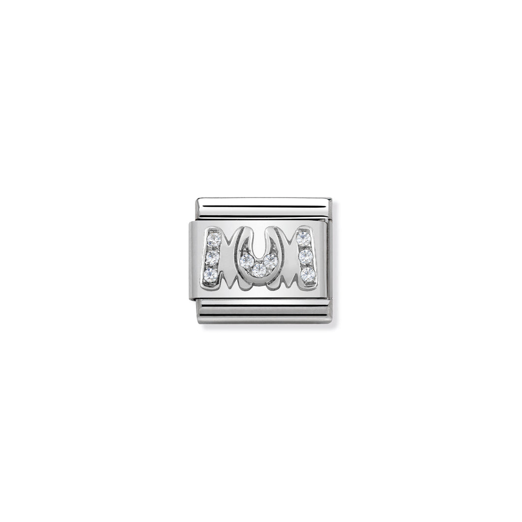 COMPOSABLE CLASSIC LINK 330316/08 MUM WITH WHITE CZ IN 925 SILVER