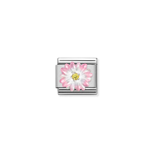 COMPOSABLE CLASSIC LINK 330321/05 ENAMEL PINK FLOWER IN 925 SILVER
