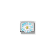 Load image into Gallery viewer, COMPOSABLE CLASSIC LINK 330321/06 ENAMEL BLUE FLOWER IN 925 SILVER
