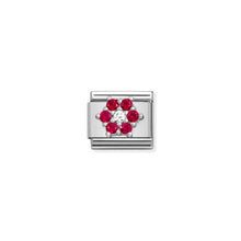Load image into Gallery viewer, COMPOSABLE CLASSIC LINK 330322/02 RED &amp; WHITE FLOWER CZ IN SILVER
