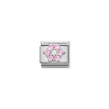 Load image into Gallery viewer, COMPOSABLE CLASSIC LINK 330322/03 PINK &amp; WHITE FLOWER CZ IN SILVER
