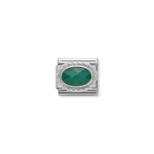 COMPOSABLE CLASSIC LINK 330503/27 FACETED GREEN AGATE STONE IN 925 SILVER