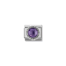 Load image into Gallery viewer, COMPOSABLE CLASSIC LINK 330601/001 ROUND FACETED PURPLE CZ WITH TWIST DETAIL IN 925 SILVER

