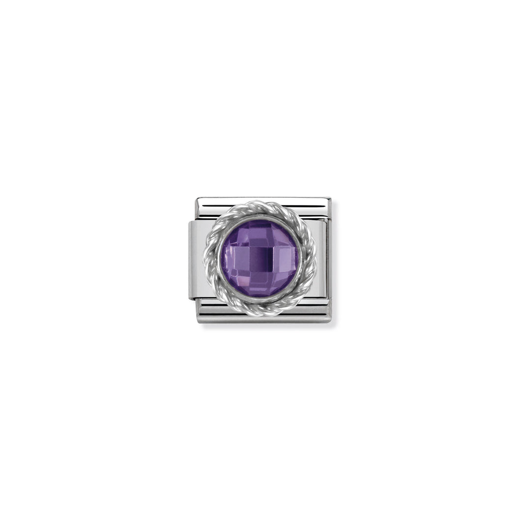 COMPOSABLE CLASSIC LINK 330601/001 ROUND FACETED PURPLE CZ WITH TWIST DETAIL IN 925 SILVER