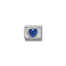 Load image into Gallery viewer, COMPOSABLE CLASSIC LINK 330603/007 BLUE FACETED HEART CZ WITH TWIST DETAIL IN 925 SILVER
