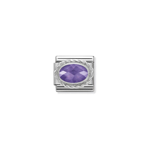 COMPOSABLE CLASSIC LINK 330604/001 FACETED PURPLE OVAL CZ IN 925 SILVER