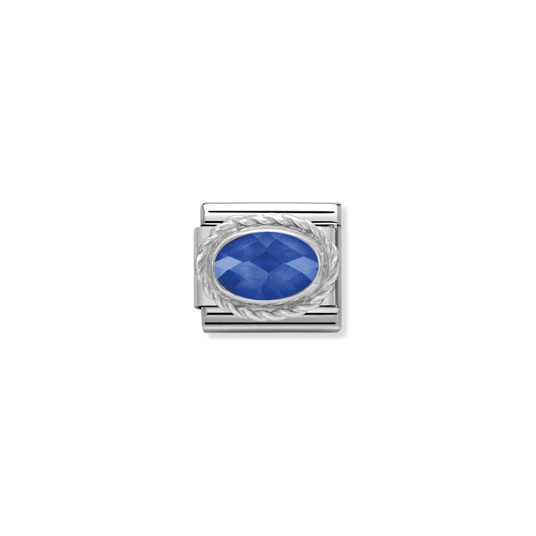 COMPOSABLE CLASSIC LINK 330604/007 FACETED BLUE OVAL CZ IN 925 SILVER