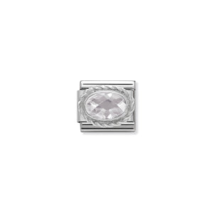 COMPOSABLE CLASSIC LINK 330604/010 FACETED WHITE OVAL CZ IN 925 SILVER