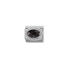 Load image into Gallery viewer, COMPOSABLE CLASSIC LINK 330604/011 FACETED BLACK OVAL CZ IN 925 SILVER
