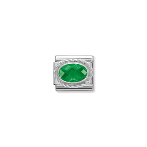 COMPOSABLE CLASSIC LINK 330604/027 FACETED EMERALD GREEN OVAL CZ IN 925 SILVER