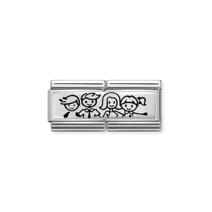 COMPOSABLE CLASSIC DOUBLE LINK 330710/36 FAMILY WITH SON & DAUGHTER IN 925 SILVER