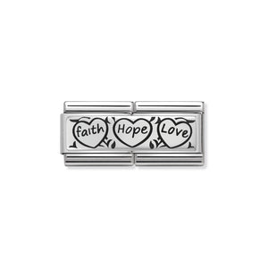 COMPOSABLE CLASSIC DOUBLE LINK 330710/11 FAITH HOPE LOVE IN 925 SILVER