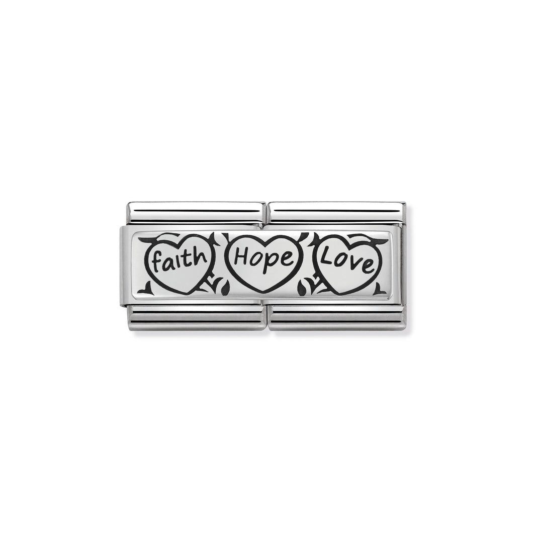COMPOSABLE CLASSIC DOUBLE LINK 330710/11 FAITH HOPE LOVE IN 925 SILVER