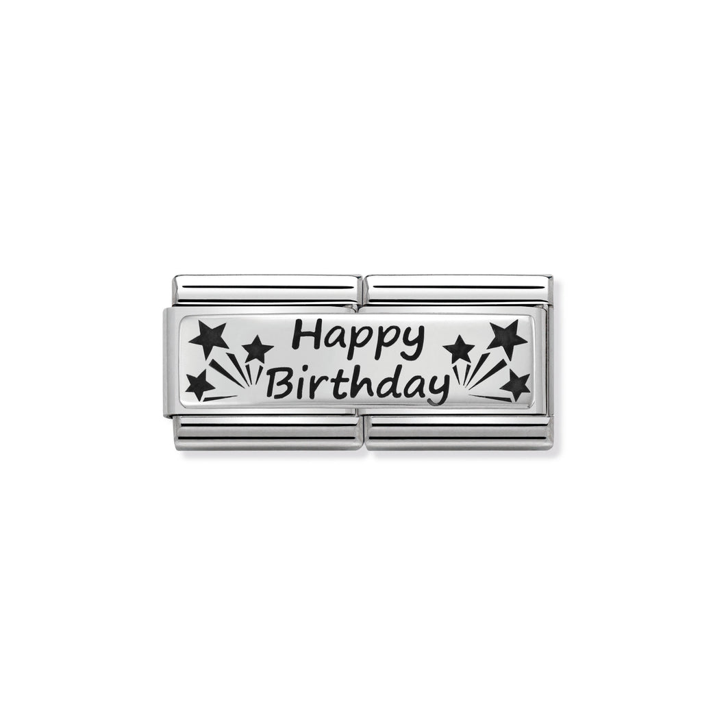 COMPOSABLE CLASSIC DOUBLE LINK 330710/13 HAPPY BIRTHDAY IN 925 SILVER
