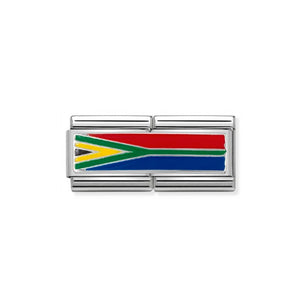 COMPOSABLE CLASSIC DOUBLE LINK 330720/01 SOUTH AFRICA FLAG IN 925 SILVER
