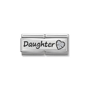 COMPOSABLE CLASSIC DOUBLE LINK 330731/02 DAUGHTER AND HEART WITH CZ IN 925 SILVER