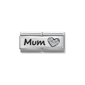 COMPOSABLE CLASSIC DOUBLE LINK 330731/07 MUM AND HEART WITH CZ IN 925 SILVER