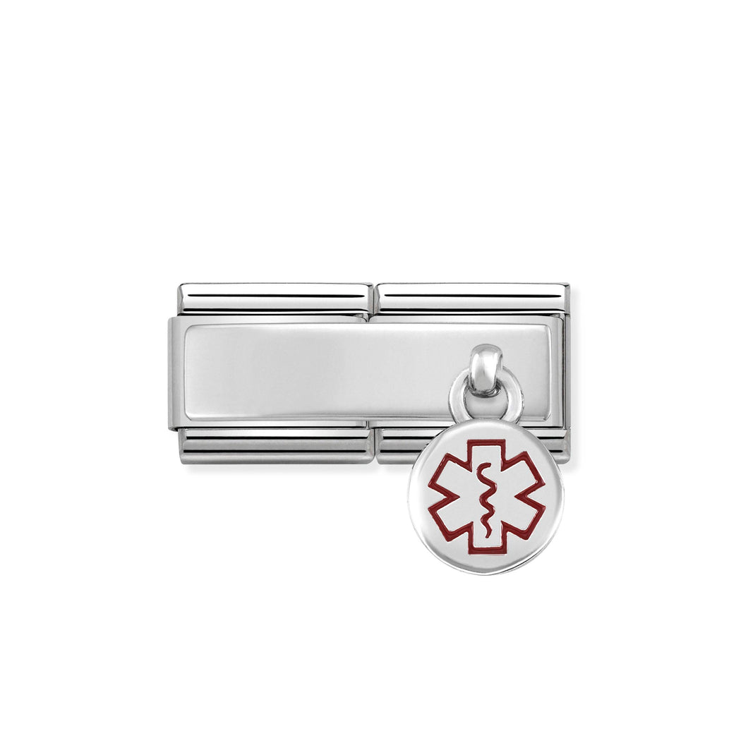 COMPOSABLE CLASSIC DOUBLE LINK 330780/02 MEDICAL TAG CHARM IN ENAMEL & 925 SILVER