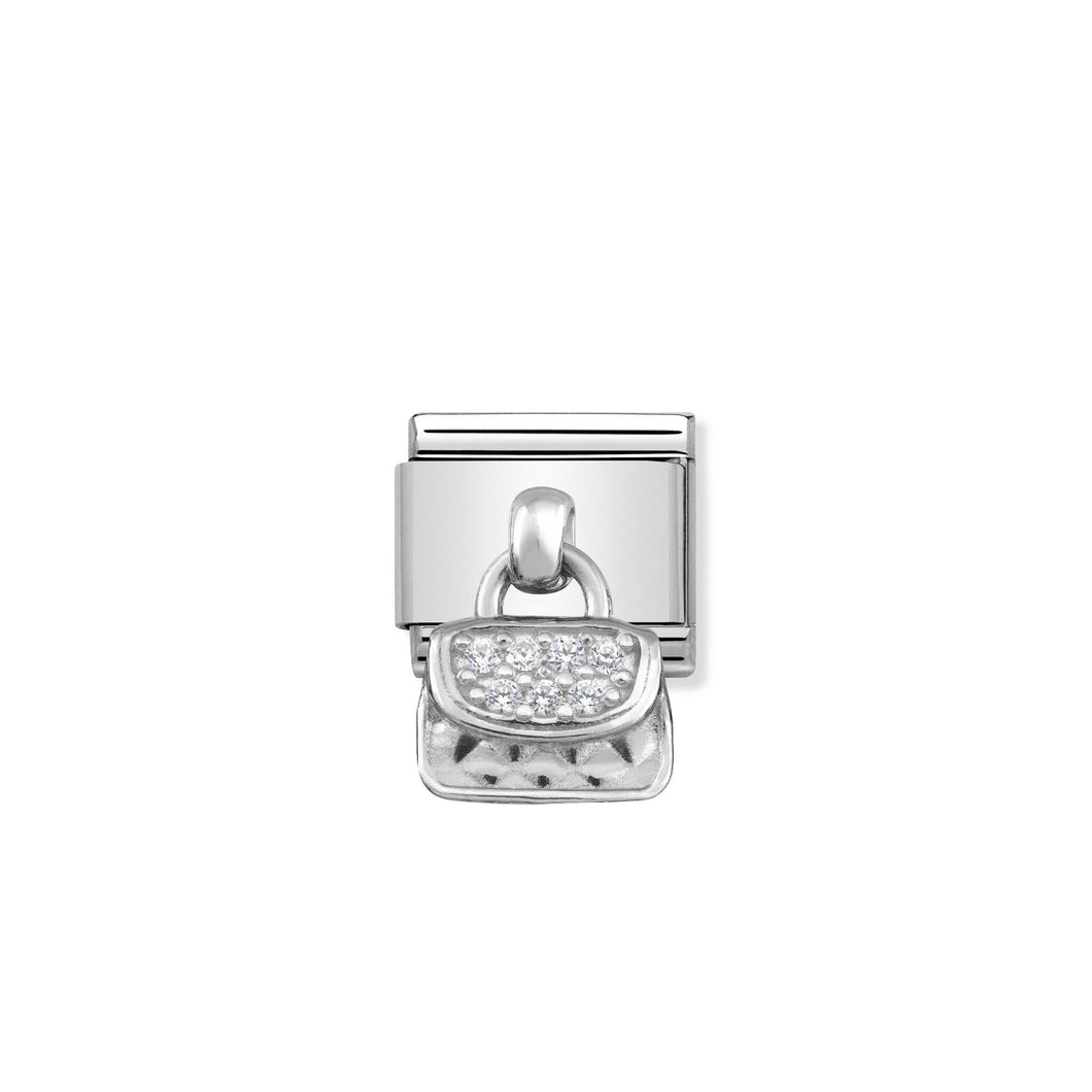 COMPOSABLE CLASSIC LINK 331800/08 BAG CHARM WITH CZ & 925 SILVER