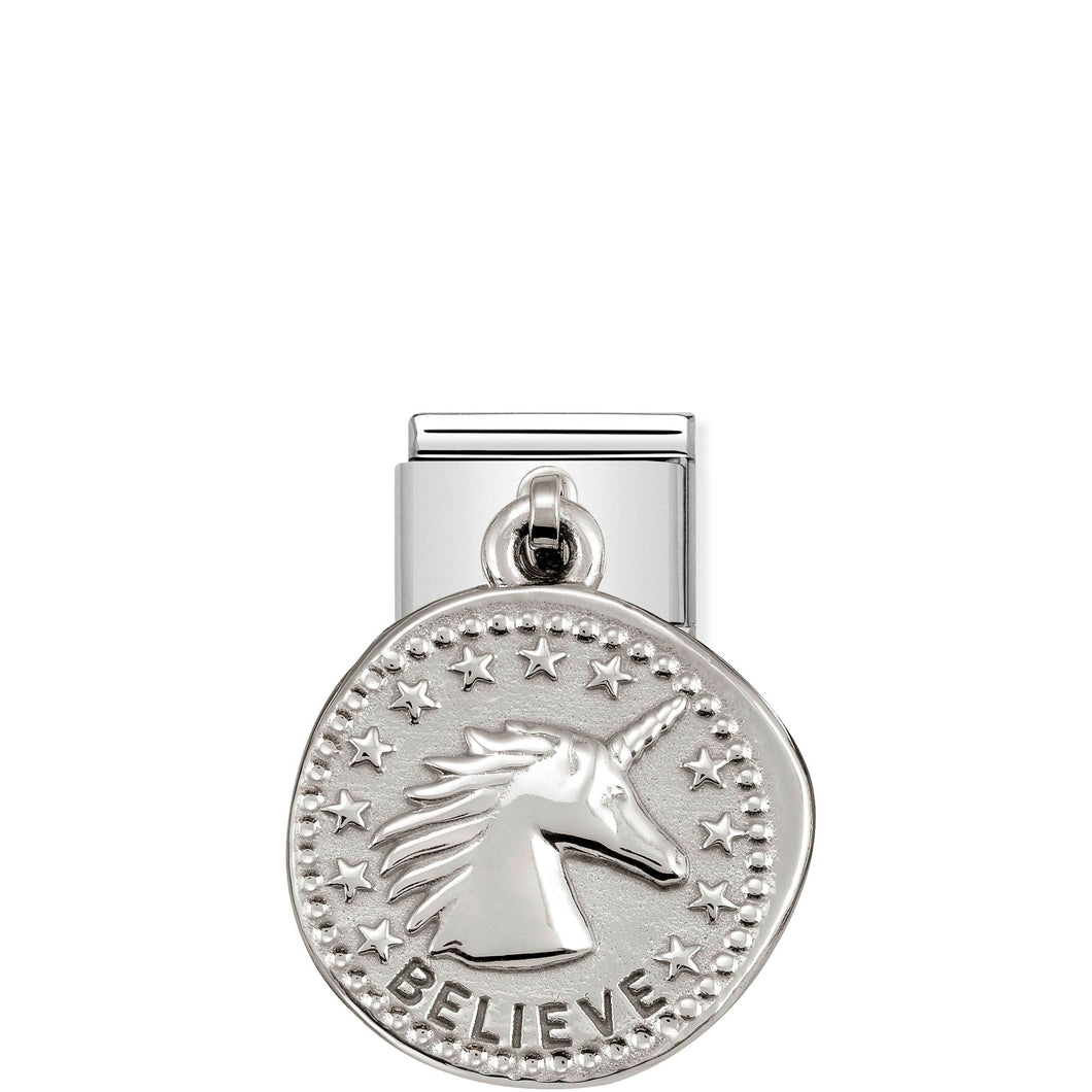 COMPOSABLE CLASSIC LINK 331804/02 BELIEVE WISHES CHARM IN 925 SILVER