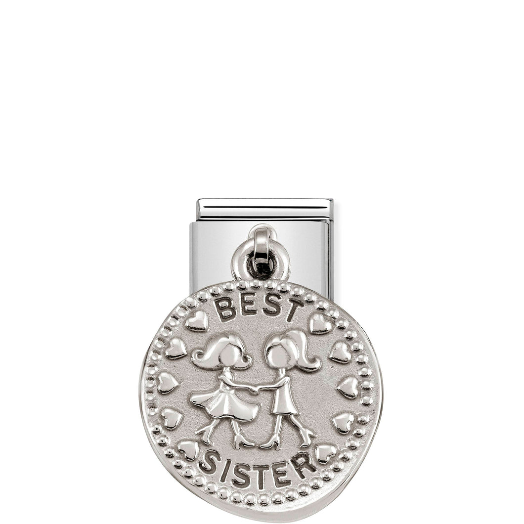COMPOSABLE CLASSIC LINK 331804/14 BEST SISTER WISHES CHARM IN 925 SILVER