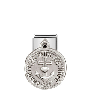 COMPOSABLE CLASSIC LINK 331804/18 CHARITY FAITH HOPE WISHES CHARM IN 925 SILVER