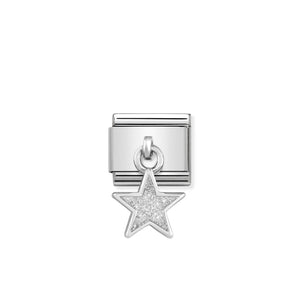 COMPOSABLE CLASSIC LINK 331805/02 GLITTER STAR CHARM IN 925 SILVER