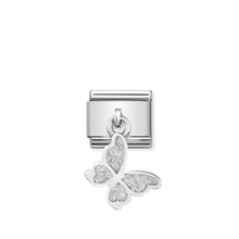 Load image into Gallery viewer, COMPOSABLE CLASSIC LINK 331805/03 GLITTER BUTTERFLY CHARM IN ENAMEL &amp; 925 SILVER
