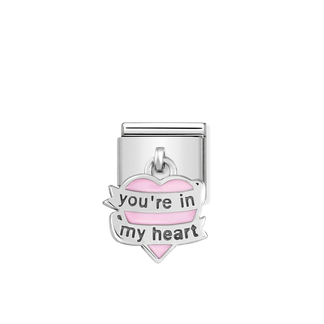 COMPOSABLE CLASSIC LINK 331805/06 YOU'RE IN MY HEART CHARM IN ENAMEL & 925 SILVER