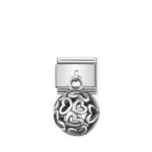Load image into Gallery viewer, COMPOSABLE CLASSIC LINK 331810/01 HEARTS CHARM WITH WHITE CRYSTAL PEARL IN SILVER
