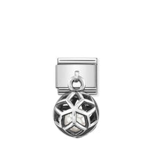 Load image into Gallery viewer, COMPOSABLE CLASSIC LINK 331810/03 RHOMBUS CHARM WITH WHITE CRYSTAL PEARL IN SILVER

