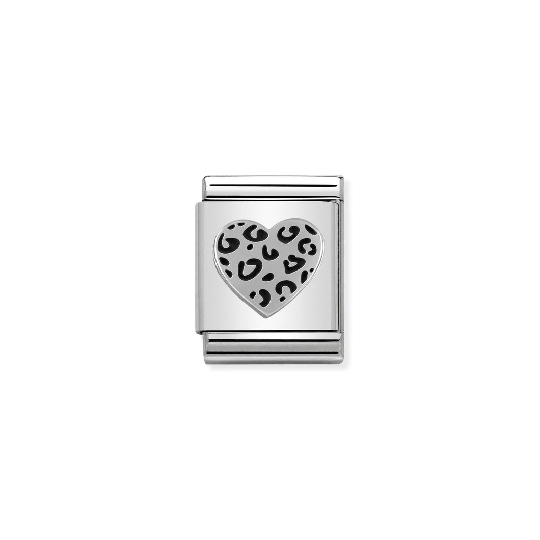COMPOSABLE <STRONG>BIG LINK</STRONG> 332104/05 LEOPARD HEART IN 925 SILVER