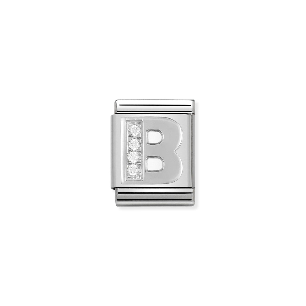 COMPOSABLE <STRONG>BIG LINK</STRONG> 332301/02 LETTER B IN 925 SILVER AND CZ