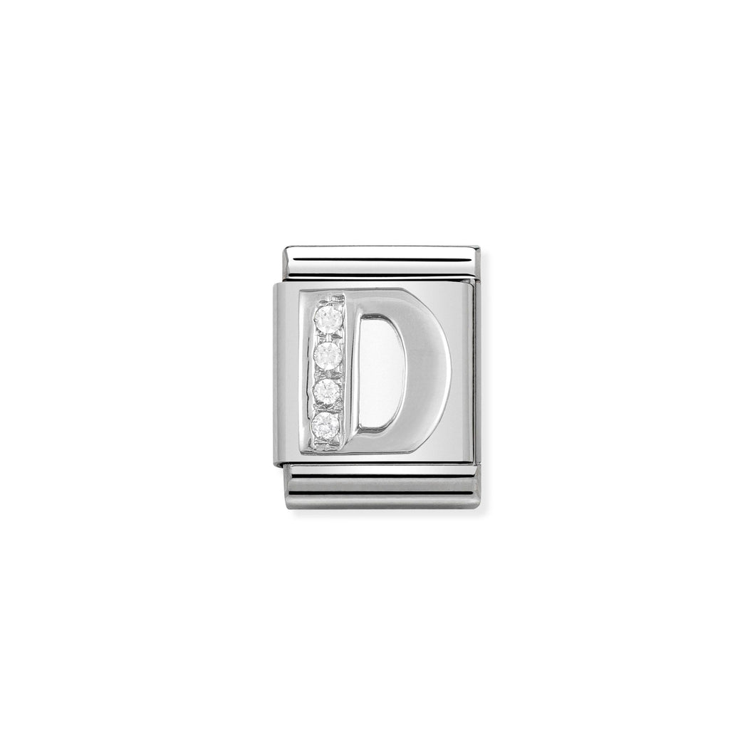 COMPOSABLE <STRONG>BIG LINK</STRONG> 332301/04 LETTER D IN 925 SILVER AND CZ
