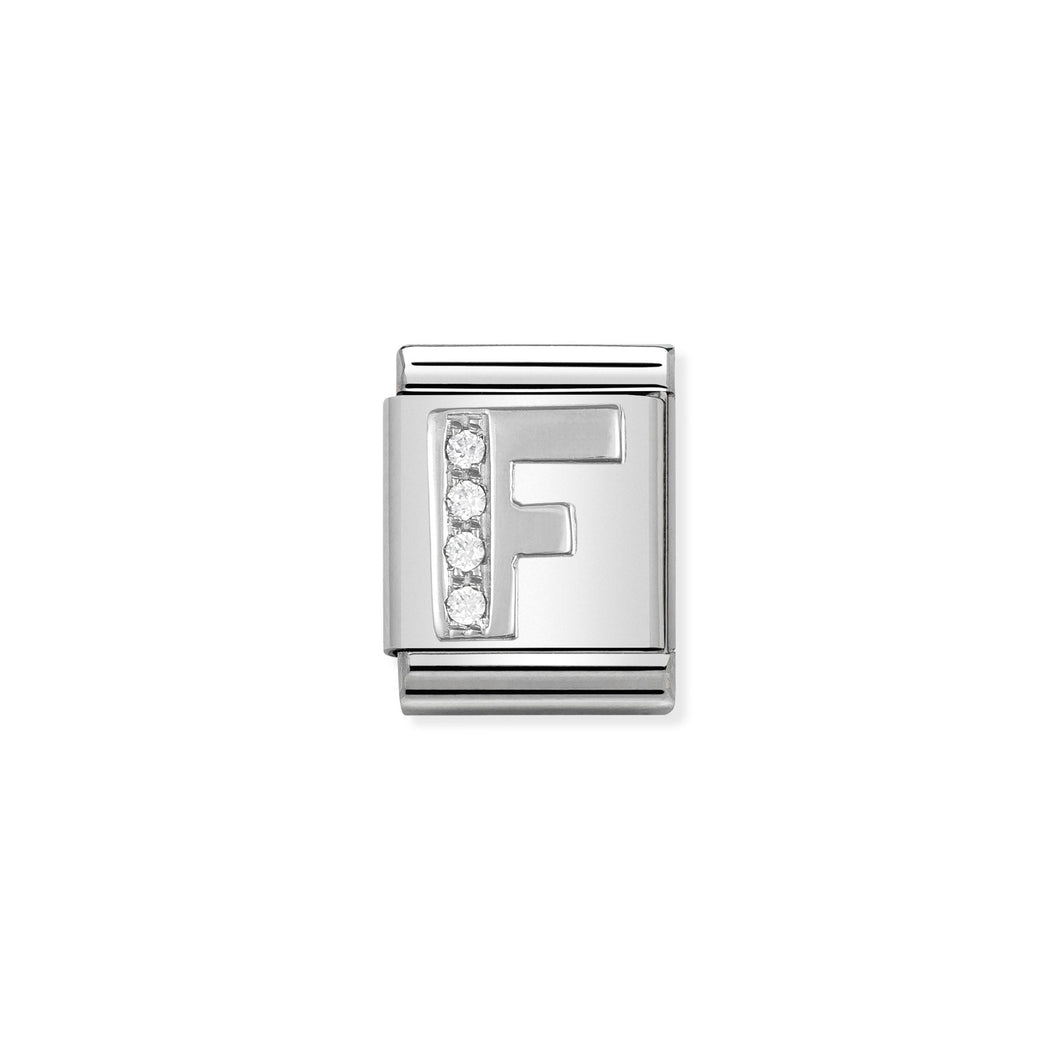 COMPOSABLE <STRONG>BIG LINK</STRONG> 332301/06 LETTER F IN 925 SILVER AND CZ
