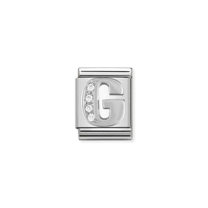 COMPOSABLE <STRONG>BIG LINK</STRONG> 332301/07 LETTER G IN 925 SILVER AND CZ
