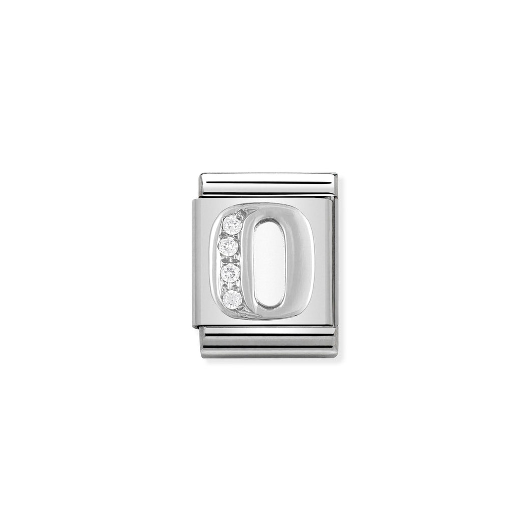 COMPOSABLE <STRONG>BIG LINK</STRONG> 332301/15 LETTER O IN 925 SILVER AND CZ
