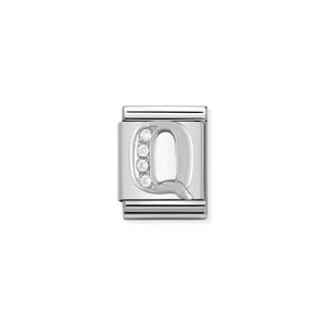 COMPOSABLE <STRONG>BIG LINK</STRONG> 332301/17 LETTER Q IN 925 SILVER AND CZ