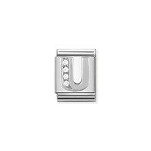 Load image into Gallery viewer, COMPOSABLE &lt;STRONG&gt;BIG LINK&lt;/STRONG&gt; 332301/21 LETTER U IN 925 SILVER AND CZ
