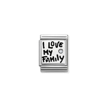 Load image into Gallery viewer, COMPOSABLE &lt;STRONG&gt;BIG LINK&lt;/STRONG&gt; 332312/03 I LOVE FAMILY IN 925 SILVER AND CZ

