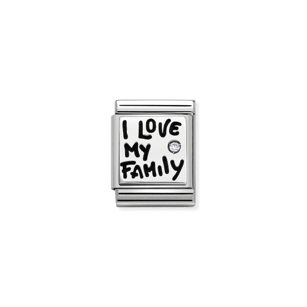 COMPOSABLE <STRONG>BIG LINK</STRONG> 332312/03 I LOVE FAMILY IN 925 SILVER AND CZ