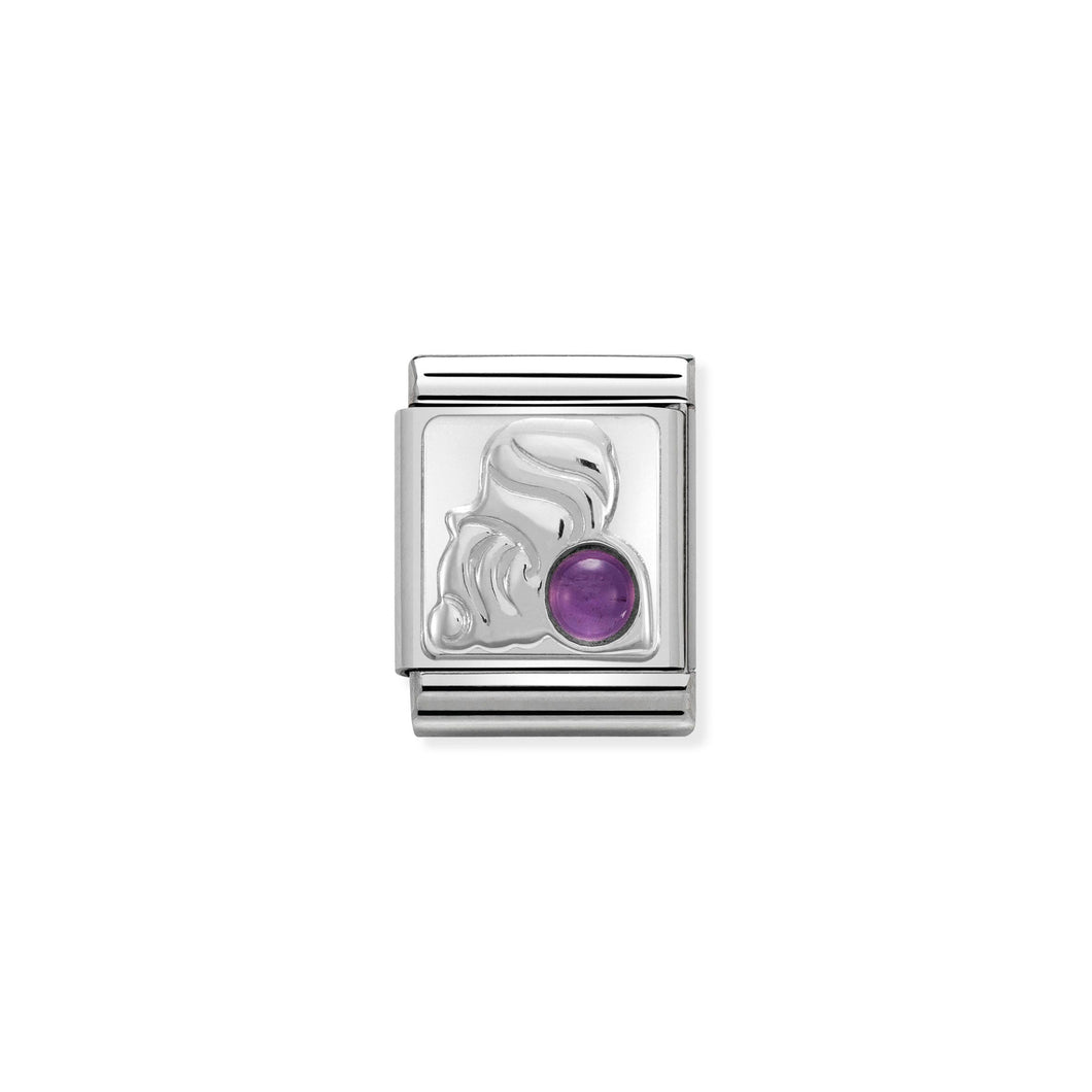 COMPOSABLE <STRONG>BIG LINK</STRONG> 332501/11 AQUARIUS IN 925 SILVER AND BIRTHSTONE