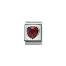 Load image into Gallery viewer, COMPOSABLE &lt;STRONG&gt;BIG LINK&lt;/STRONG&gt; 332601/005 RED FACETED HEART IN 925 SILVER AND STONES
