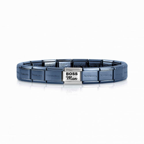 nomination blue bracelet with boss man link