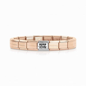 COMPOSABLE CLASSIC ROSE GOLD BRACELET SET 339234/35 WITH LINK BOSS LADY IN 925 SILVER