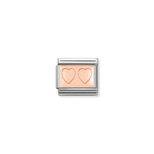 Load image into Gallery viewer, COMPOSABLE CLASSIC LINK 430101/15 DOUBLE HEART IN 9K ROSE GOLD
