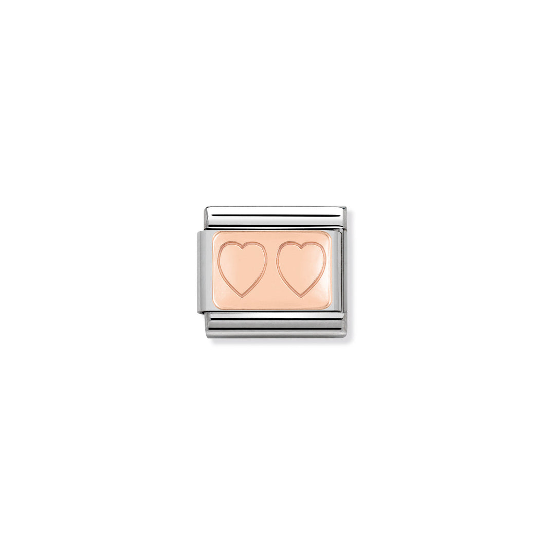 COMPOSABLE CLASSIC LINK 430101/15 DOUBLE HEART IN 9K ROSE GOLD